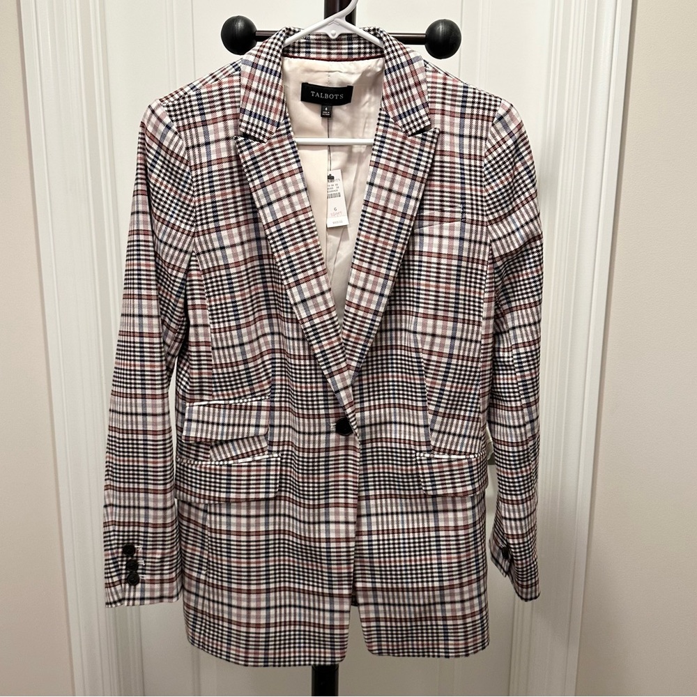 NWT Talbots Multicolored Plaid Blazer